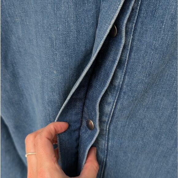 Non Blue Denim Long Sleeve Snap Shirt Track Jacket Washed, size M - Picture 3 of 10